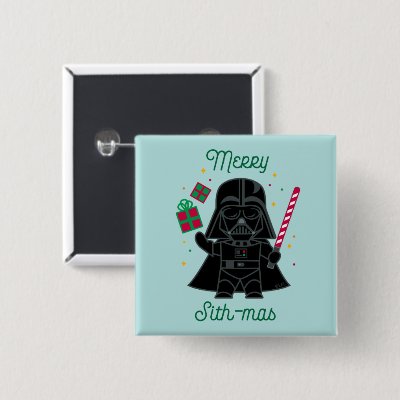 Merry Sith-Mas Cartoon Darth Vader Button
