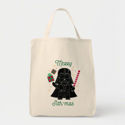 Merry Sith_Mas Cartoon Darth Vader Tote Bag