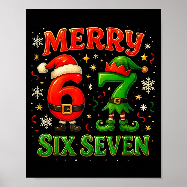 Merry Six Seven Funny Meme 67 Christmas Couple Des Poster (Front)