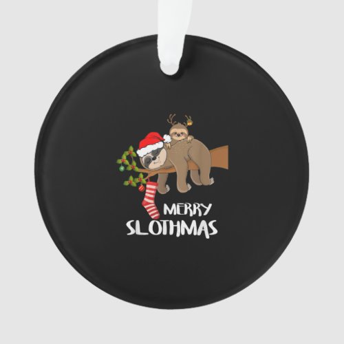 Merry Sloth Santa Hat Lovers Christmas Ornament