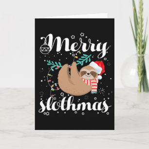 Merry Slothmas Christmas Pajama For Sloth Lovers Card
