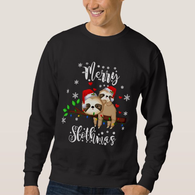 Merry Slothmas Christmas Pajama Sloth Sweatshirt (Front)