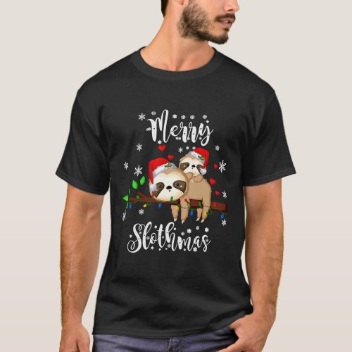 Merry Slothmas Christmas Pajama Sloth T_Shirt