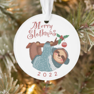 Merry Slothmas Christmas Sloth Ornament