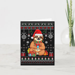 Merry Slothmas Cute Christmas Sloth Santa Hat Xmas Card