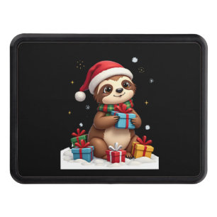 Merry Slothmas cute Christmas sloth Santa hat Xmas Hitch Cover