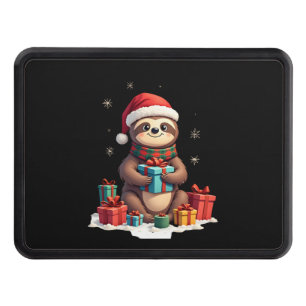 Merry Slothmas cute Christmas sloth Santa hat Xmas Hitch Cover