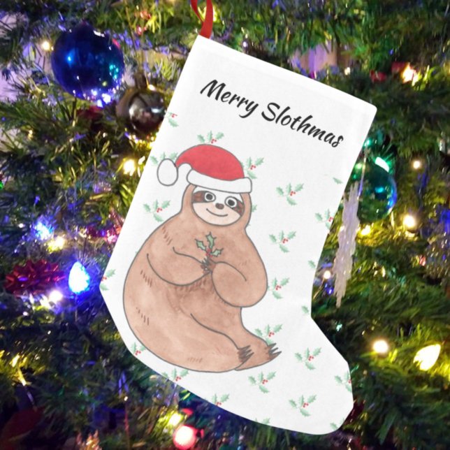 Merry Slothmas Cute Christmas Small Christmas Stocking (Creator Uploaded)