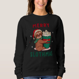 Merry Slothmas Cute Cuddling Sloth Marshmallow Hot Sweatshirt