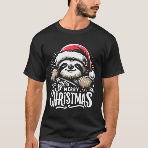 Merry Slothmas Cute Funny  T_Shirt