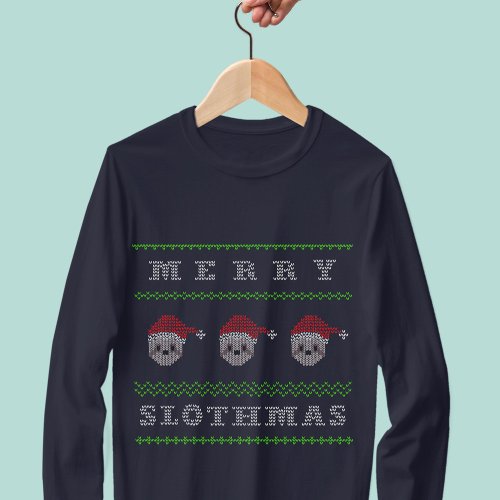 Merry Slothmas Cute Santa Sloth Christmas Holiday T_Shirt