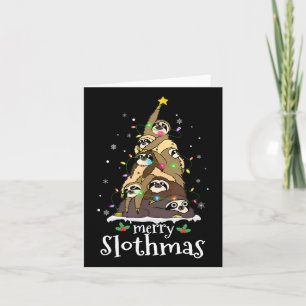 Merry Slothmas Cute Xmas Sloth Santa Hat Christmas Card