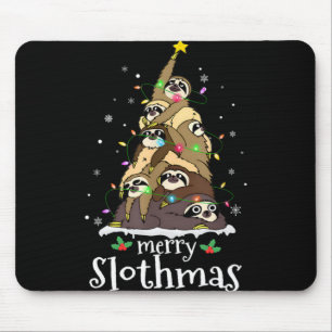 Merry Slothmas Cute Xmas Sloth Santa Hat Christmas Mouse Pad