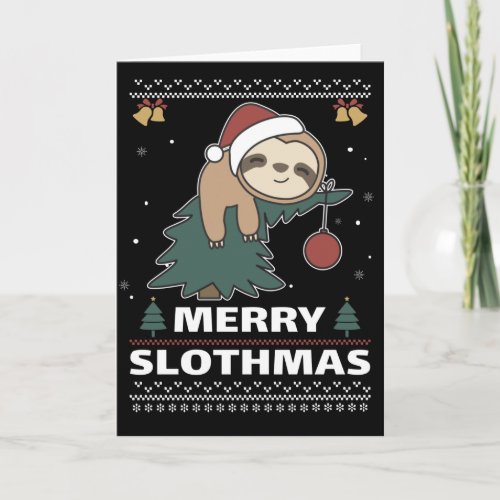 Merry Slothmas Funny Sloth Christmas Pun Card