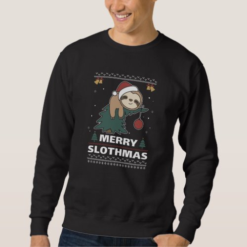 Merry Slothmas Funny Sloth Christmas Pun Sweatshirt