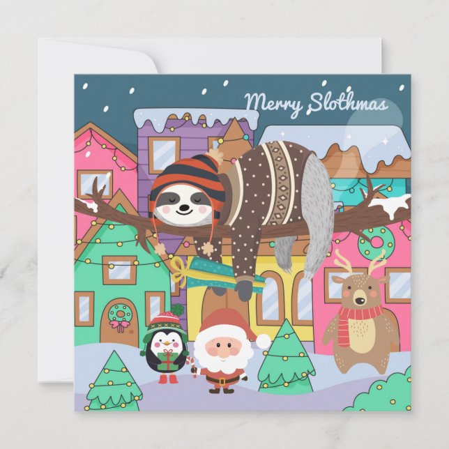 Merry Slothmas  Holiday Card (Front)