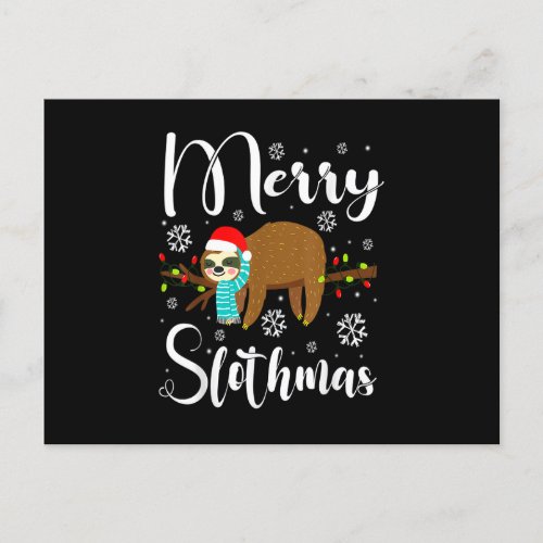 Merry Slothmas Lights Christmas Pajama for Sloth L Postcard