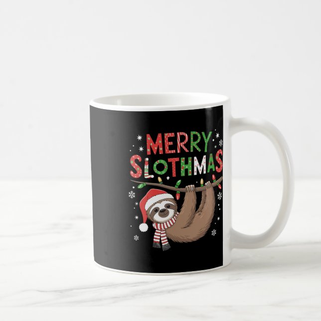Merry Slothmas Santa Hat Pajamas Sloth Lover Girls Coffee Mug (Right)