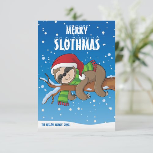 Merry Slothmas Sloth Christmas Card