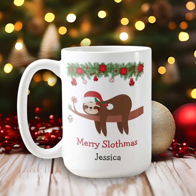 Merry Slothmas Sloth Christmas Coffee Mug (Creator Uploaded)