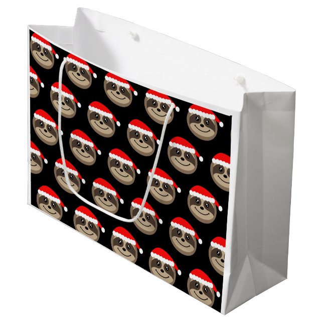 Merry Slothmas Sloth Christmas Gift Bag (Front Angled)