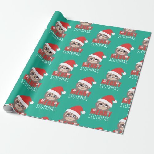 Merry Slothmas Sloth Cute Xmas Christmas Wrapping Wrapping Paper