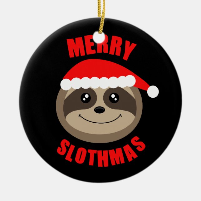 Merry Slothmas Sloth Xmas Christmas Tree Ornament (Front)