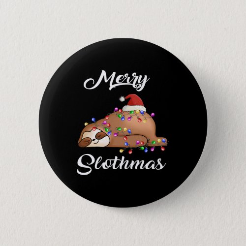 Merry Slothmas T Christmas Pajama For Sloth Lovers Button