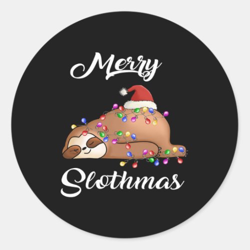 Merry Slothmas T Christmas Pajama For Sloth Lovers Classic Round Sticker