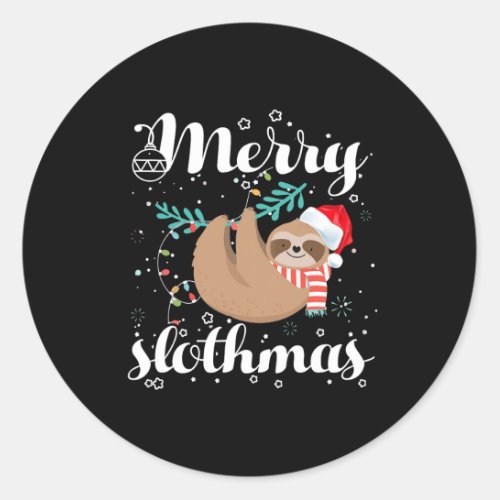 Merry Slothmas T Christmas Pajama For Sloth Lovers Classic Round Sticker