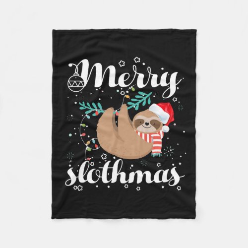 Merry Slothmas T Christmas Pajama For Sloth Lovers Fleece Blanket