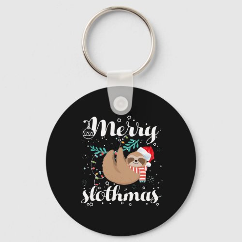 Merry Slothmas T Christmas Pajama For Sloth Lovers Keychain