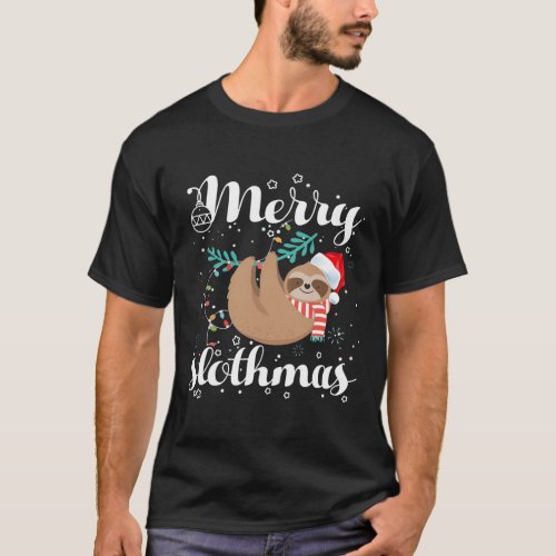 Merry Slothmas T Christmas Pajama For Sloth Lovers T_Shirt