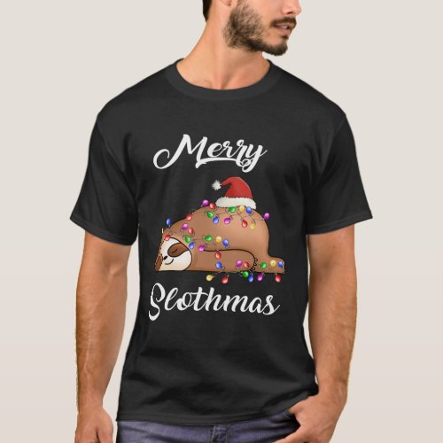 Merry Slothmas T Christmas Pajama For Sloth Lovers T_Shirt