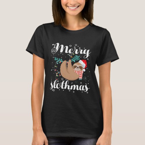 Merry Slothmas T Christmas Pajama For Sloth Lovers T_Shirt