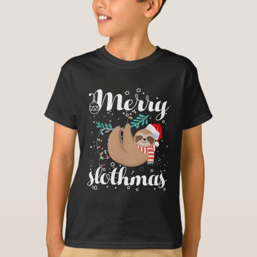 Merry Slothmas T Christmas Pajama For Sloth Lovers T_Shirt