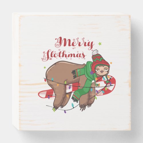 Merry Slothmas Wooden Box Sign