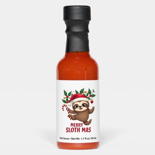 Merry Slothmas Xmas Santa Slo Ho Ho Ho Sloth Chris Hot Sauces (Front)