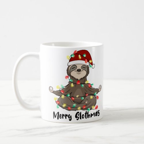 Merry Slothmas Yoga Sloth Meditating Christmas Coffee Mug
