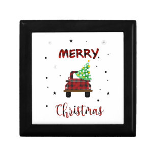Merry Snow Christmas Buffalo Farm Truck Tree T Shi Gift Box