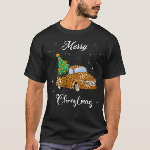 Merry Snow Christmas Leopard Buffalo Truck backgro T-Shirt