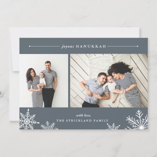 Merry Snowflake Hanukkah Photo Card  Slate