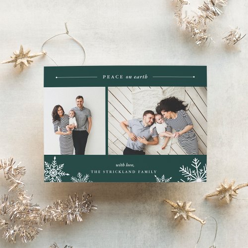 Merry Snowflake Holiday Photo Card  Hunter