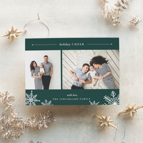 Merry Snowflake Holiday Photo Card  Hunter