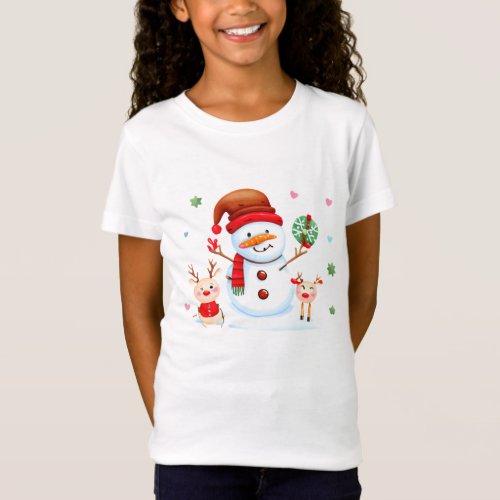 Merry Snowman and Bright Baby Reindeers T_Shirt