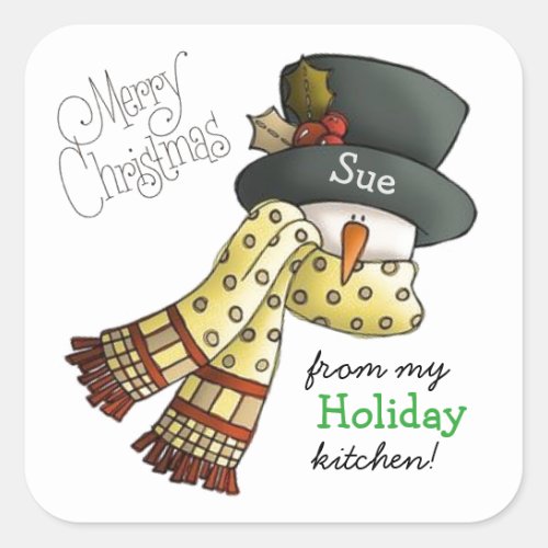 Merry Snowman Custom Holiday Baking Stickers
