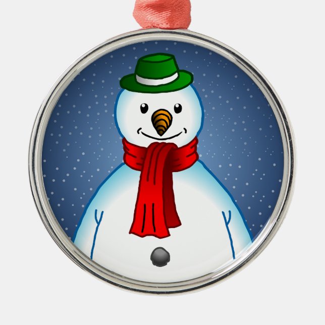 Merry Snowman Metal Ornament (Front)