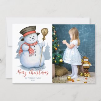 Merry Snowman | Photo Christmas Holiday Card