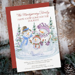 Merry Snowmen New Home for Holidays Moving Announcement<br><div class="desc">Christmas card from your new home. The wording reads "the ...  family have a new home for the holidays" followed by your personalized christmas greeting and new address. This watercolor design features 3 cute snowmen with a backdrop of christmas trees.</div>