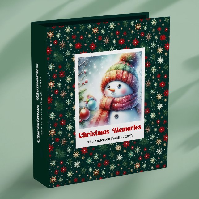 Merry snowy Christmas snowman personalized kids  3 Ring Binder (Merry snowy Christmas snowman personalized kids binder)